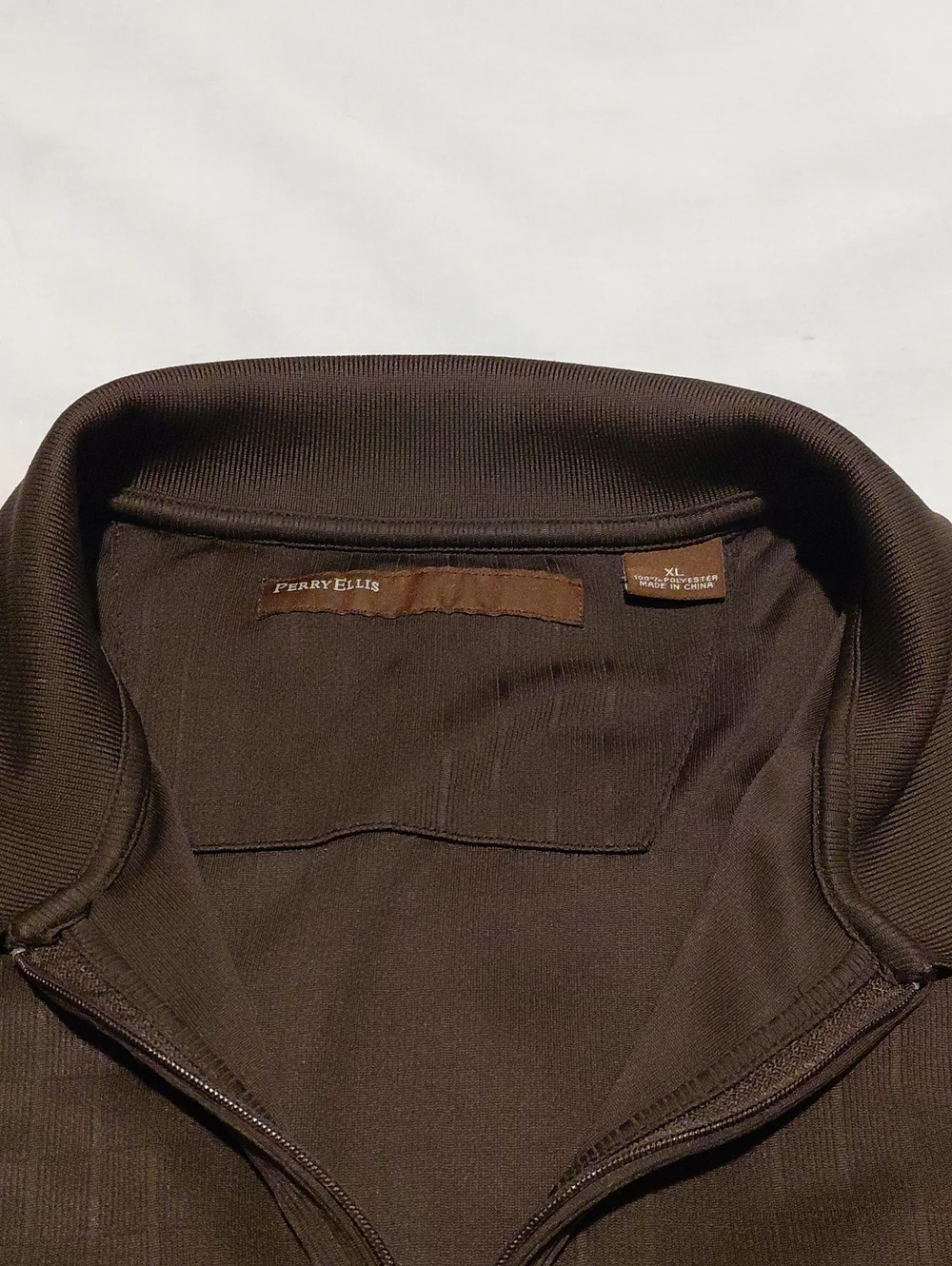 Perry Ellis Men's Brown Zip-Front XL Polo Shirt - Picture 7 of 7